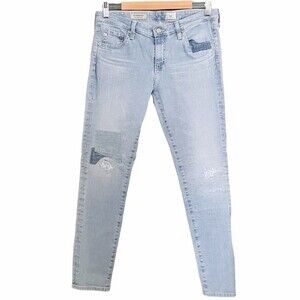 AG Adriano Goldschmied Jeans The Legging Ankle Light Wash Patches Size 31 | 12